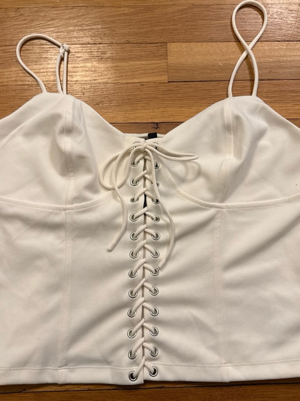 Express White Lace-Up Bustier Crop Top